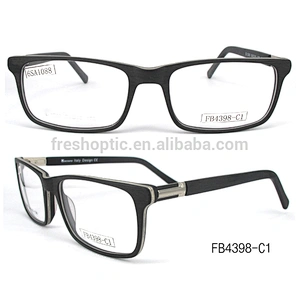 FB4398 Top grade top sell metallic eyeglasses optical frames wooden like acetate glasses