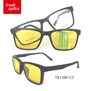 High quality wholesale custom polarized yellow TR90 clip on sunglasses