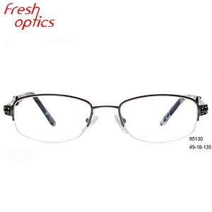 High quality prescription diamond metal half rim eyewear optical frames for german