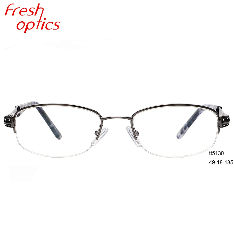High quality prescription diamond metal half rim eyewear optical frames for german