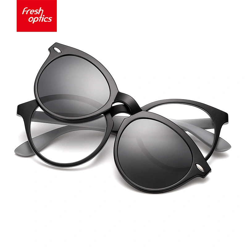 TR2205 Colorful Mirror Lens Round Sunglass Clip On