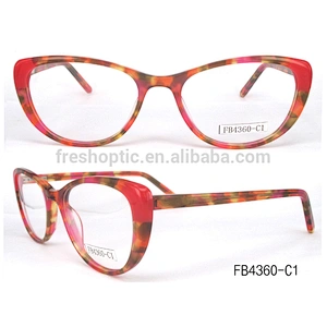 FB4360 Cat eye shape colorful demi high quality aceate material lamination optical frame for ladies