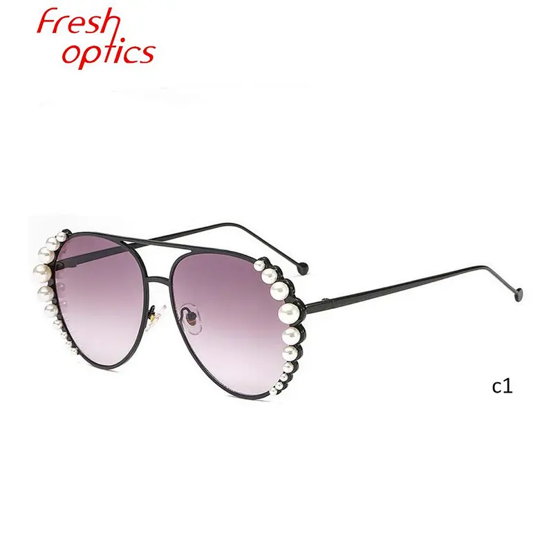 New fashion brand pearl metal bridge ocean lens sunglasses frames 2020