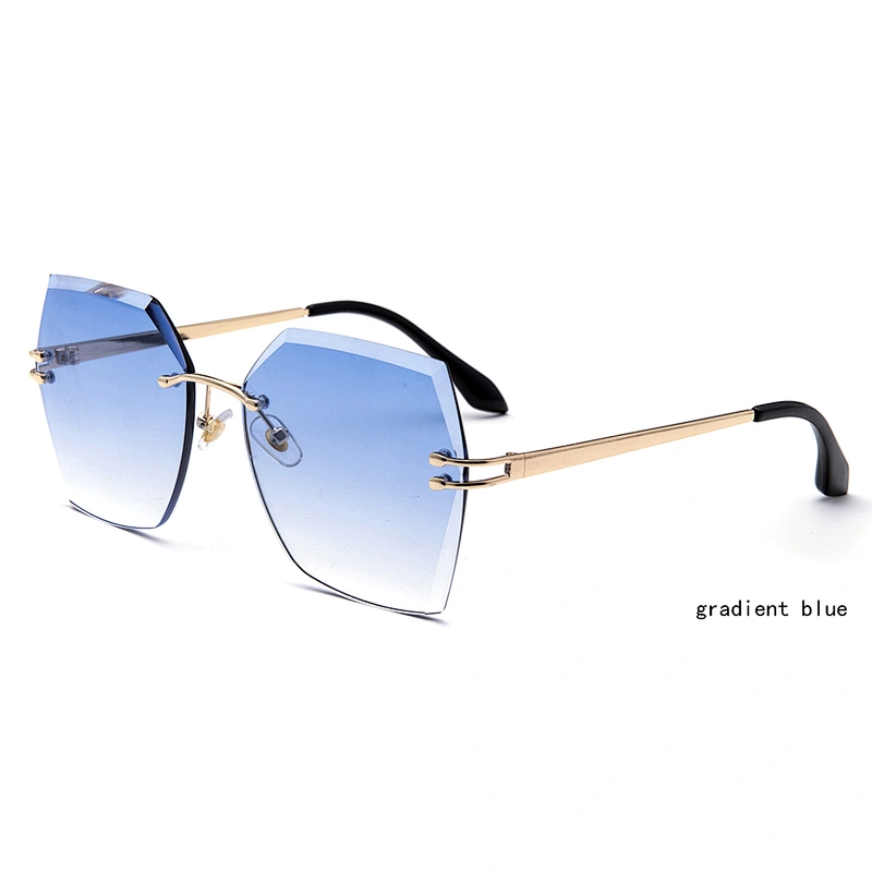 Factory price colorful PC sun glasses cheap promotional ocean lens frame rimless sunglasses