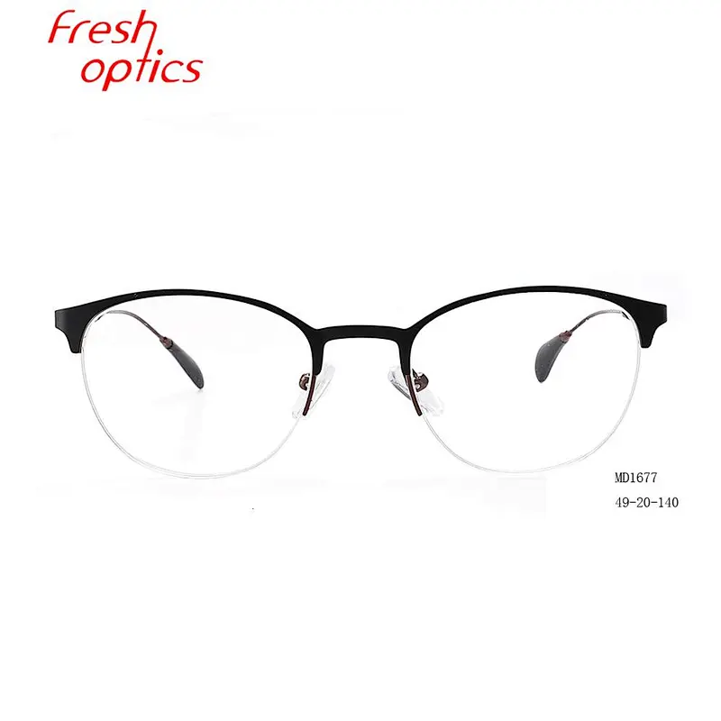 MD1677 Metal wholesale eye wear designer half frame optical glasses frames  eyeglasses with OEM logo