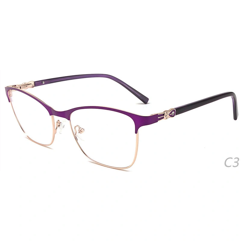 Best design diamond online spectacles prescription metal optical frames ready stock