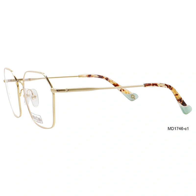 Hexagon retro round women K gold clear lens lamination tip eyeglasses optical frames glasses