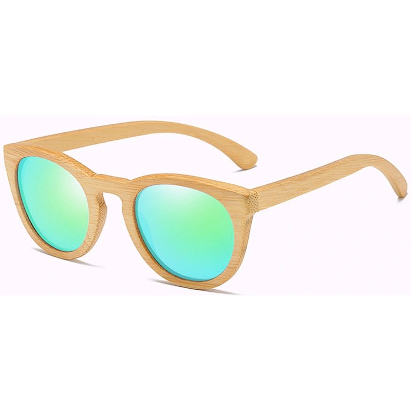 fashion branded uv400 vintage retro round bamboo wood sunglasses for men women