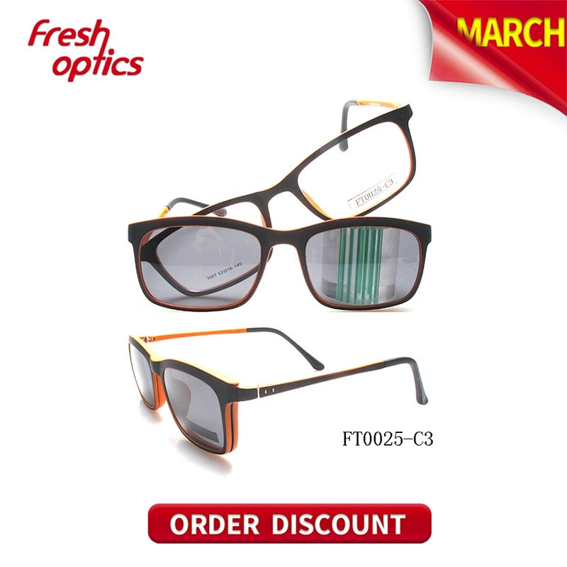 FT0025 Unisex Ultem Clip On Sunglasses With Square Design