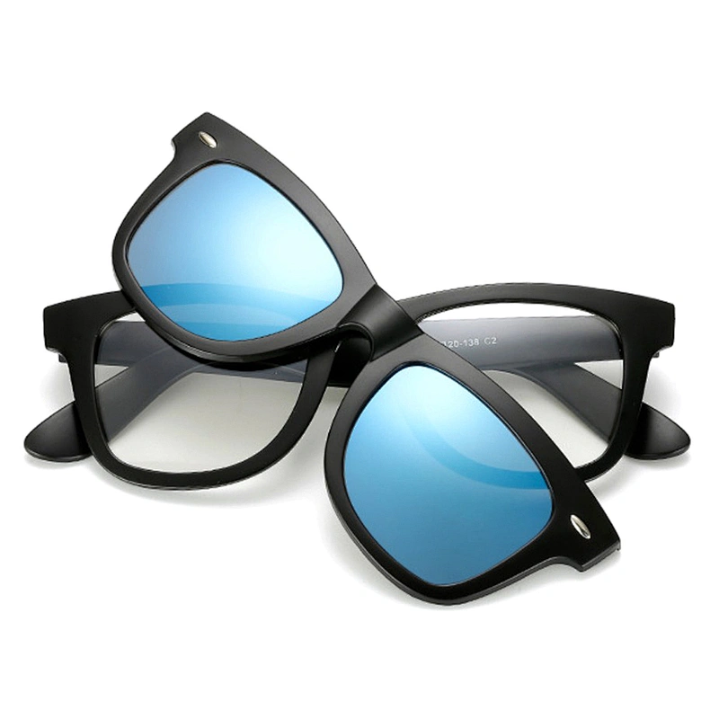 Fashion mirror five magnetic polarized lenses PC clip on sunglasses in stock for men