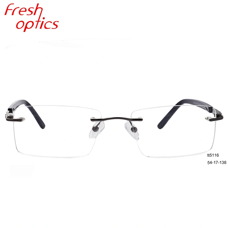 Best designer slim rim less eyeglasses gold metal rimless eyeglass optical frames glasses