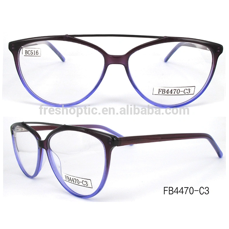 FB4470 fashion acetate glass double bridge optical frames high quality eyewear frame