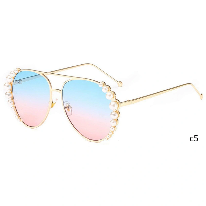 New fashion brand pearl metal bridge ocean lens sunglasses frames 2020