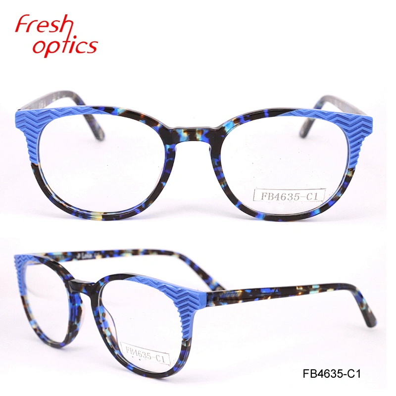 FB4635 Acetate lamination optical eyewear fashion round shape frame for lady