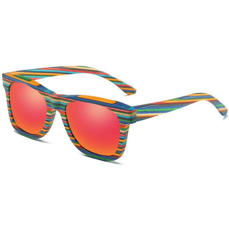China wholesale new style polarized colorful skateboard bamboo wooden sunglasses 2019