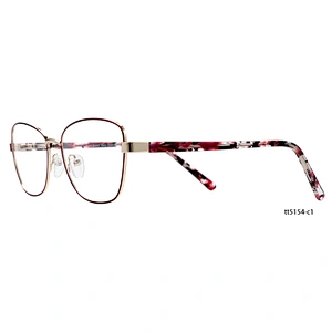 stainless steel shiny golden Italian style metal eyeglasses optical frames