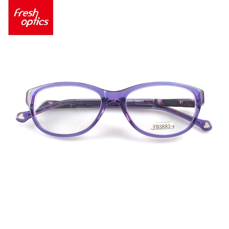 FB3883 Girl Fashion Eyewear Frames, Purple Optics Frames with Heart Shape Design