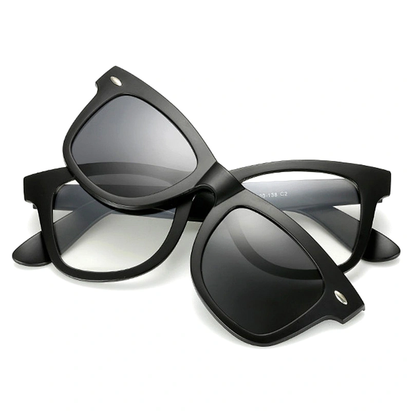 Fashion mirror five magnetic polarized lenses PC clip on sunglasses in stock for men
