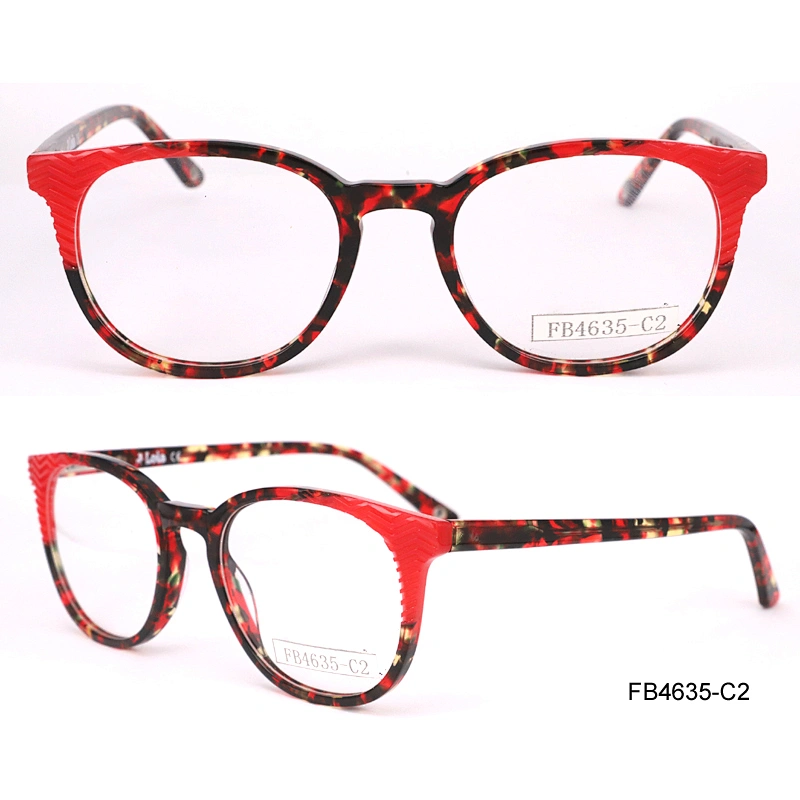FB4635 Acetate lamination optical eyewear fashion round shape frame for lady