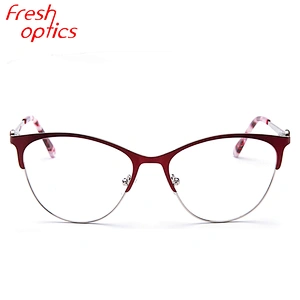Red color metal cat eyeglasses frame optiacl glasses  for women
