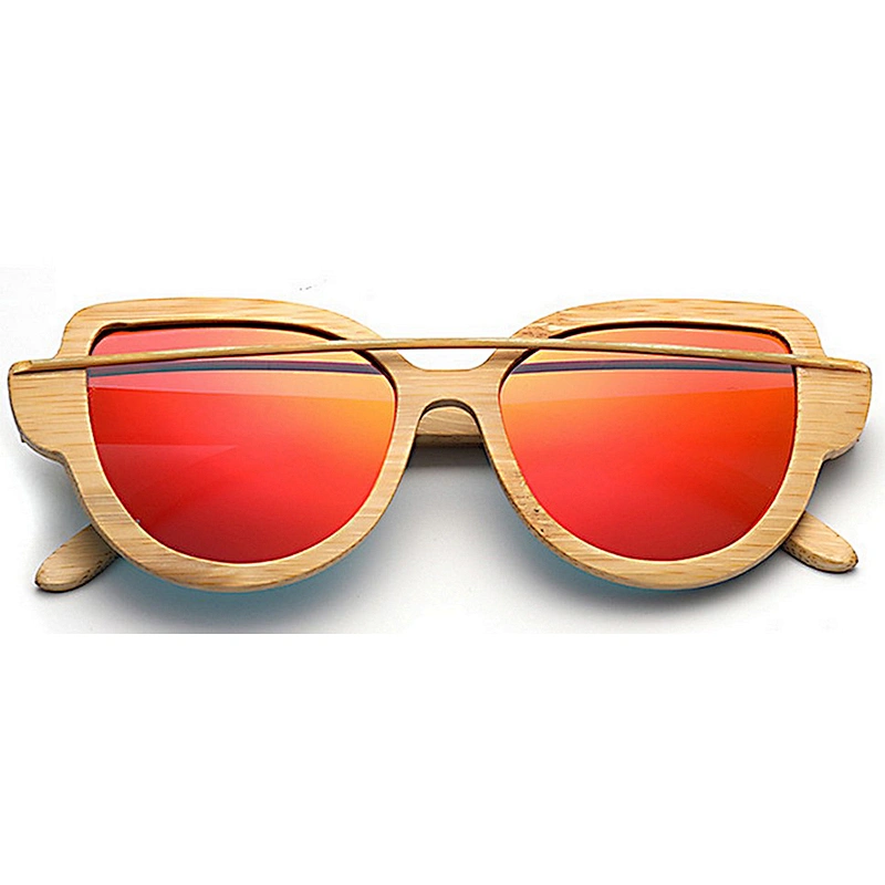 Cat eye colorful custom design american brand high quality bamboo polarized sunglasses for women 2019
