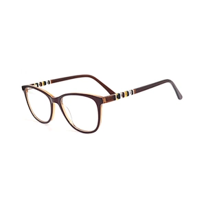 F1706 Fashion cat eye shape acetate material with metal colorful temple in China wholesale optical frames Ready stocks