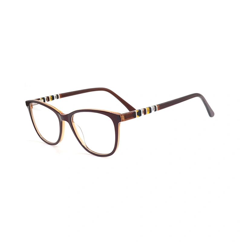 F1706 Fashion cat eye shape acetate material with metal colorful temple in China wholesale optical frames Ready stocks