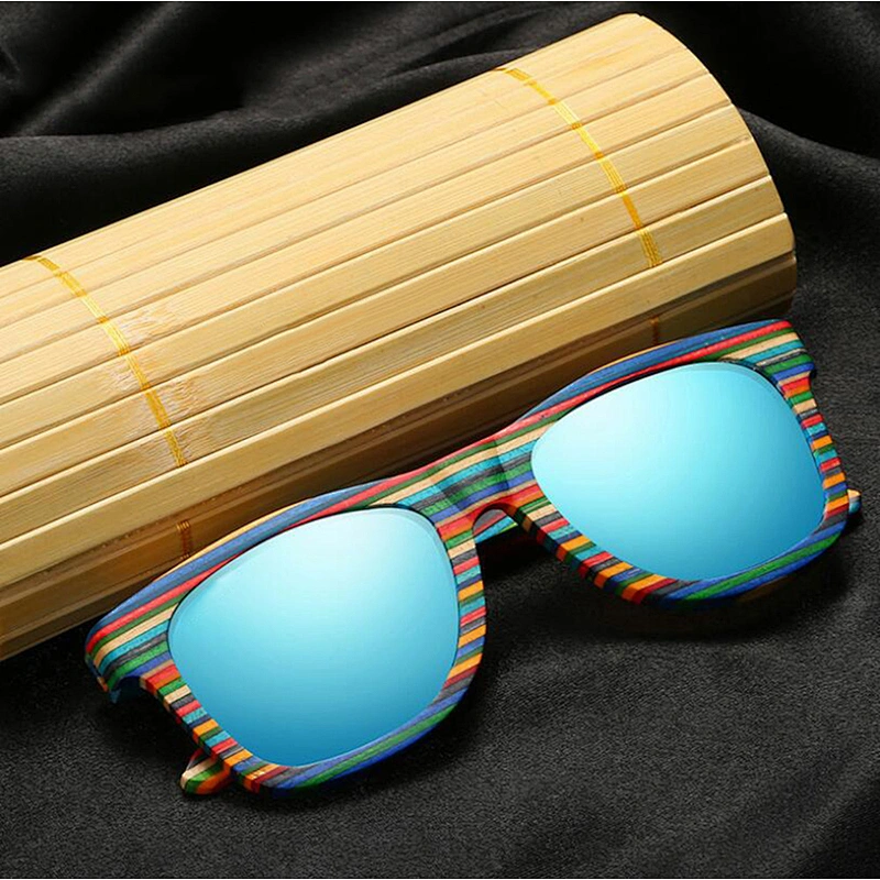 China wholesale new style polarized colorful skateboard bamboo wooden sunglasses 2019