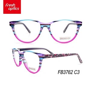 FB3762 Acetate Girl Style Eyewear Frames With Colorful Printing