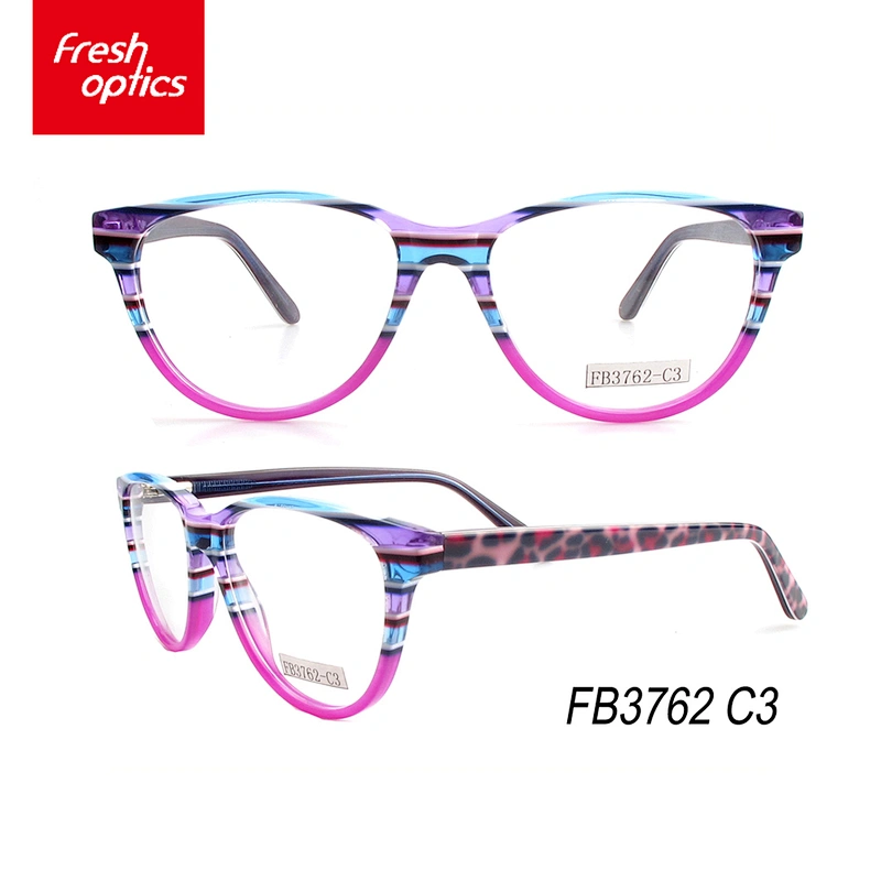 FB3762 Acetate Girl Style Eyewear Frames With Colorful Printing