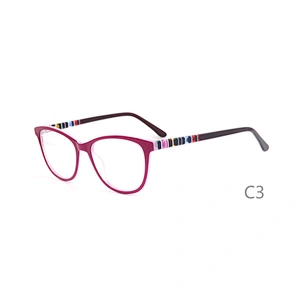 F1706 Fashion cat eye shape acetate material with metal colorful temple in China wholesale optical frames Ready stocks
