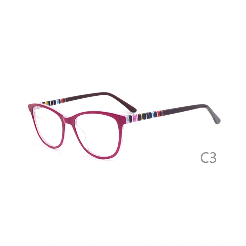 F1706 Fashion cat eye shape acetate material with metal colorful temple in China wholesale optical frames Ready stocks