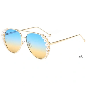 New fashion brand pearl metal bridge ocean lens sunglasses frames 2020