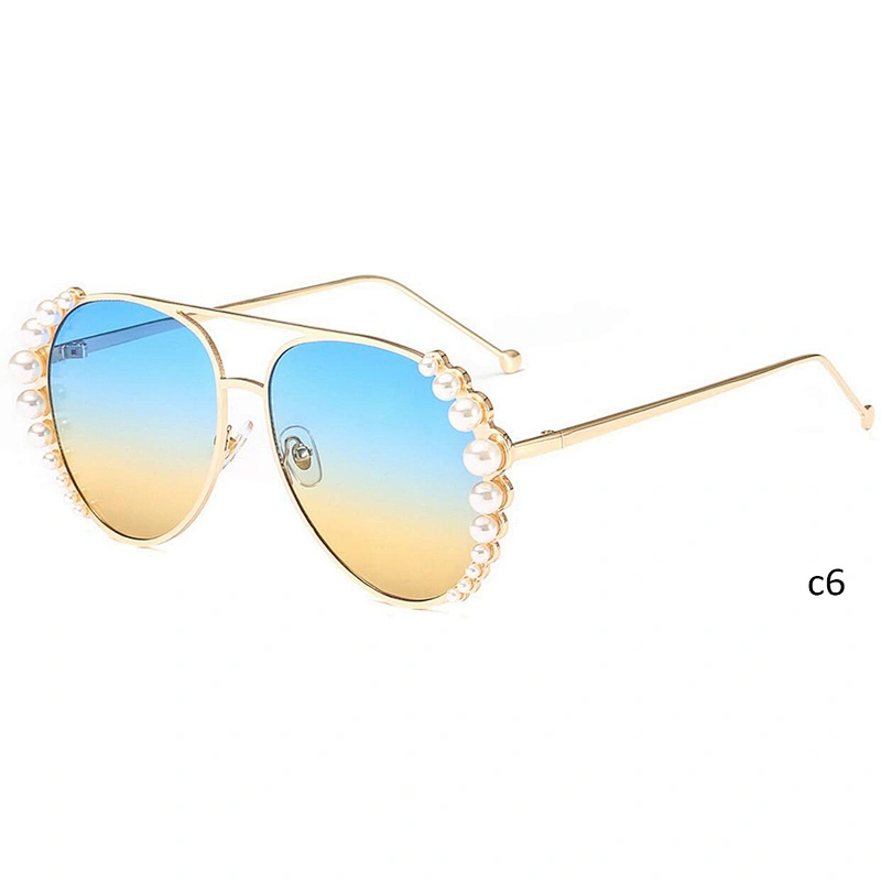 New fashion brand pearl metal bridge ocean lens sunglasses frames 2020