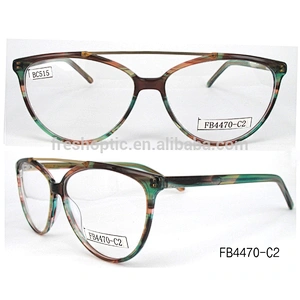 FB4470 fashion acetate glass double bridge optical frames high quality eyewear frame