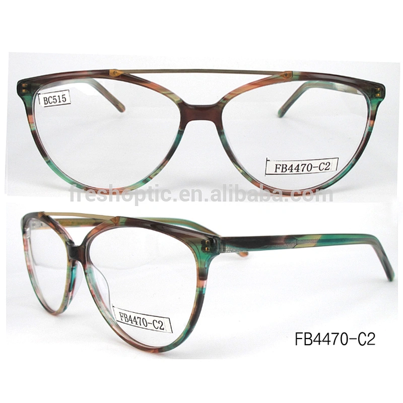 FB4470 fashion acetate glass double bridge optical frames high quality eyewear frame
