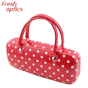 China wholesale metal PU leather white point portable optical glasses spectacle cases for sale glasses box