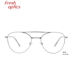 Italy designer popular double bridge silver wine optical eyeglass frames glasses unisex