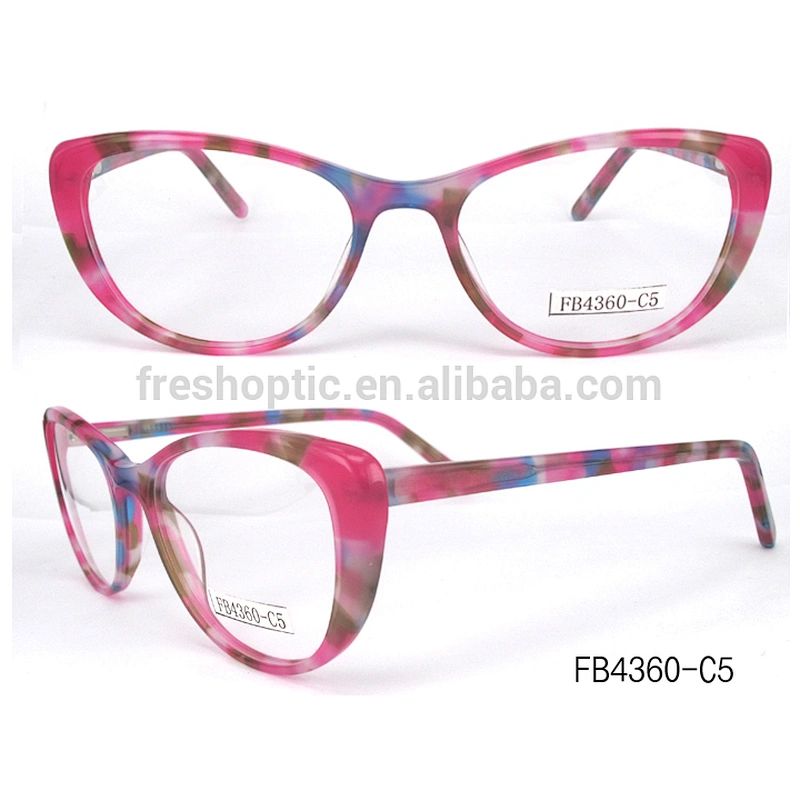 FB4360 Cat eye shape colorful demi high quality aceate material lamination optical frame for ladies