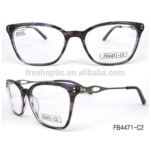FB4471 2018 fashion optical frames colorful material acetate spectacles metal temple reading glass for ladies