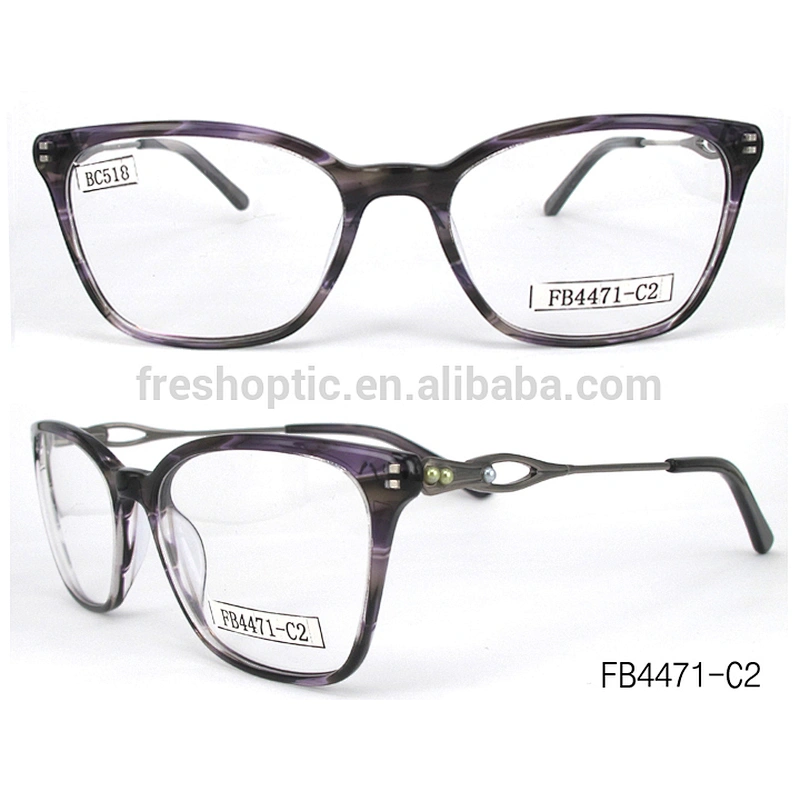 FB4471 2018 fashion optical frames colorful material acetate spectacles metal temple reading glass for ladies