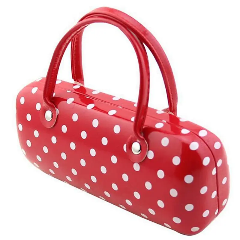 China wholesale metal PU leather white point portable optical glasses spectacle cases for sale glasses box