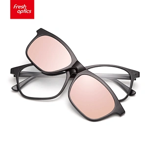 TR2209 Mirrored Thin Temple Clip On Ultem Sunglasses