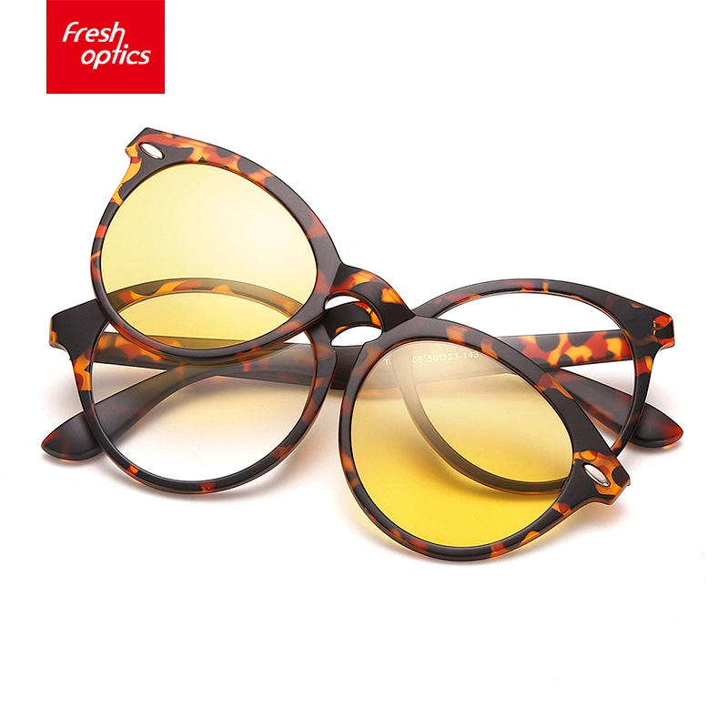 TR2205 Colorful Mirror Lens Round Sunglass Clip On