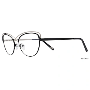 fashion double bridge clear cat eye glasses metal optical frames for young girl