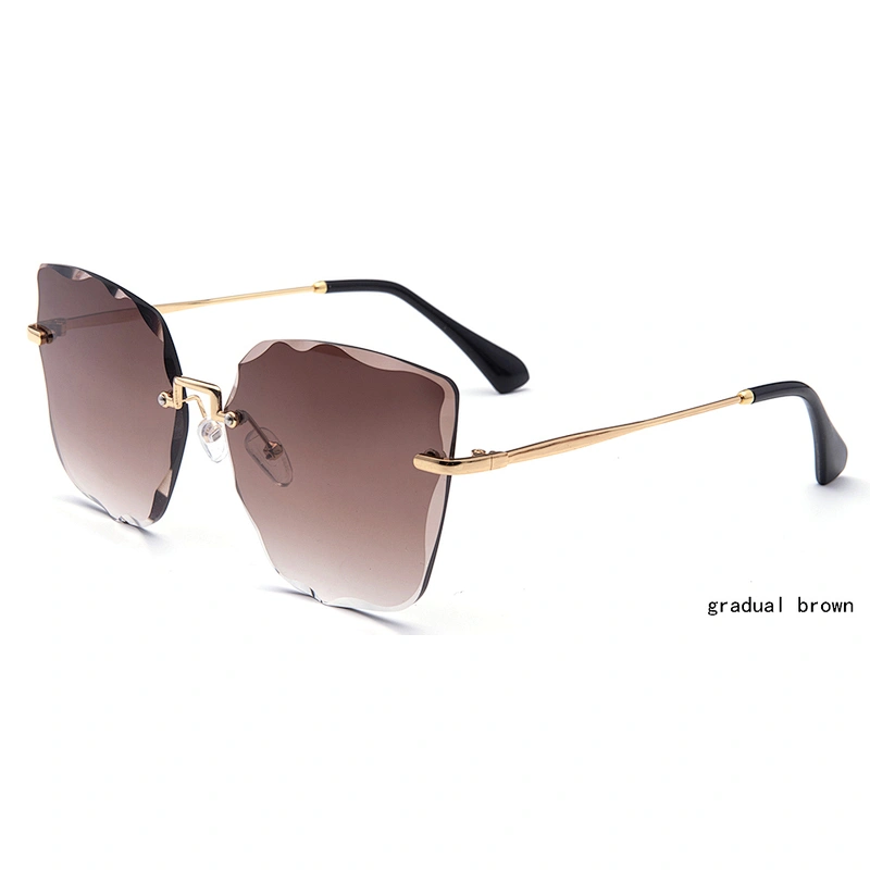 fashion crystal rimless sunglasses ocean lens PC sun glasses