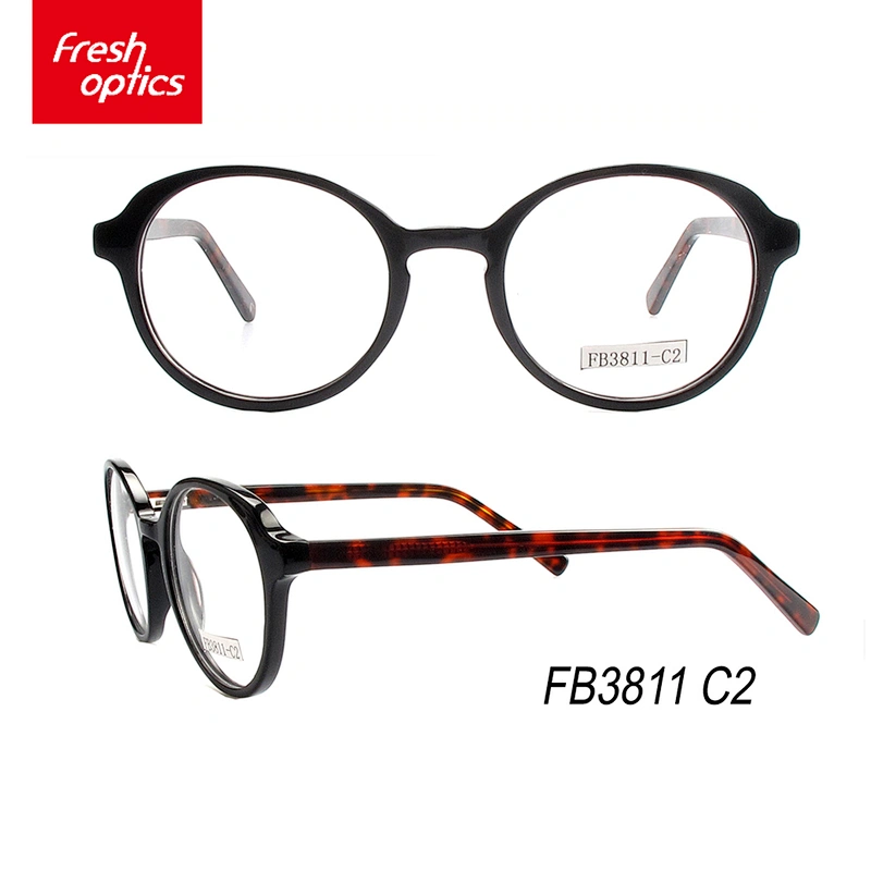 FB3811 Black Acetate Round Optical Eyewear Frames