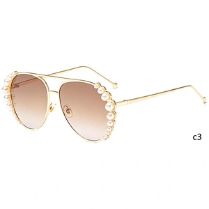 New fashion brand pearl metal bridge ocean lens sunglasses frames 2020
