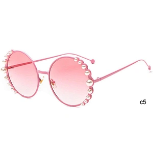 2020 New factory cheap price fashion ocean lens round women pearl sunglasses frames