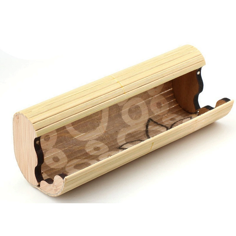 Environmental protection fashion oval wooden bamboo sunglasses case with custom logo